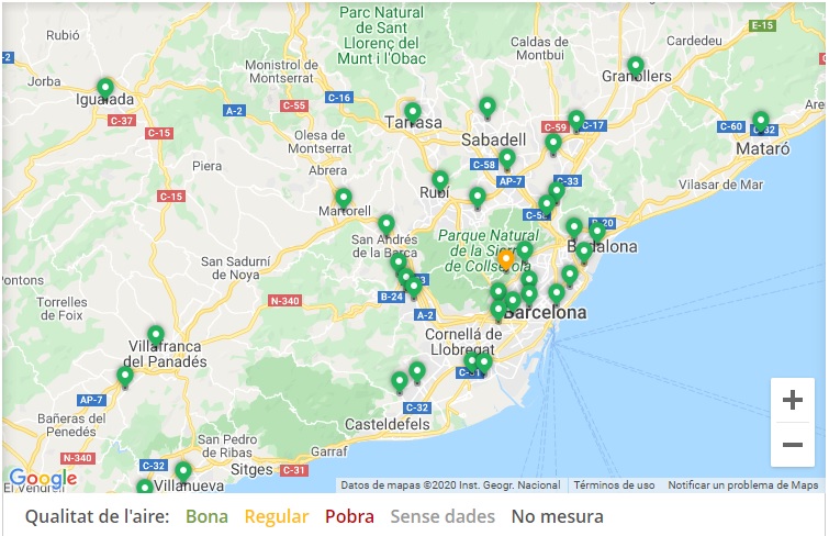 Fuente: Mapas de calidad del aire Generalitat de Catalunya Fuente: Mapas de calidad del aire Generalitat de Catalunya