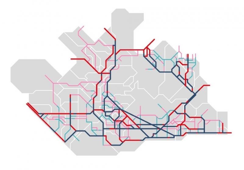 Esquema de carriles principales y secundarios del programa BiciVia. AMB Esquema de carriles principales y secundarios del programa BiciVia. AMB