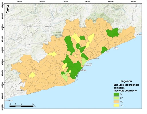 Declaracions de emergencia climática por municipio. Región Metropolitana de Barcelona Declaracions de emergencia climática por municipio. Región Metropolitana de Barcelona