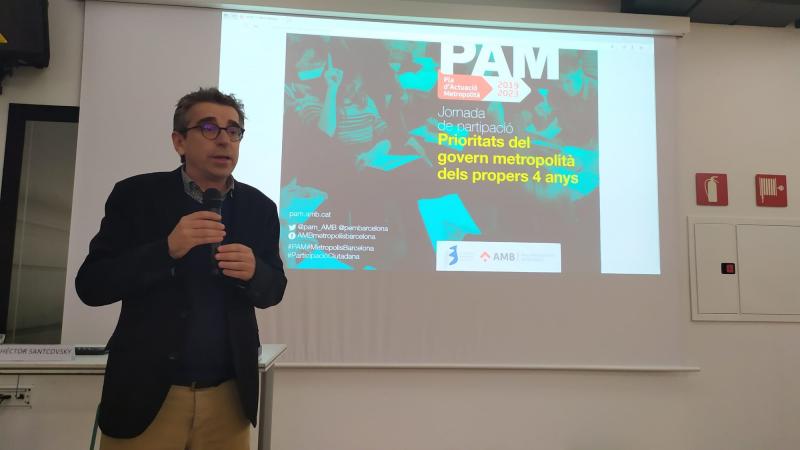 El vicepresident de Planificació Estratègica a lAMB, Jordi Martí, dona la benvinguda als assistents Jordi Martí. Acte PAM