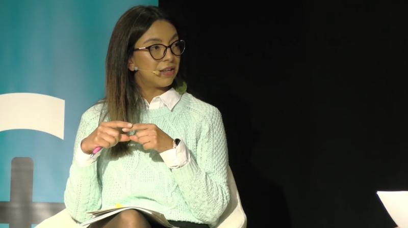 Luisa Pinto durant la seva intervenció Luisa Pinto durant la seva intervenció